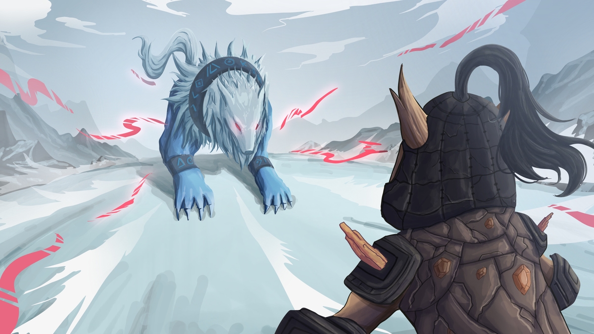 Nyx facing Boss Wolf